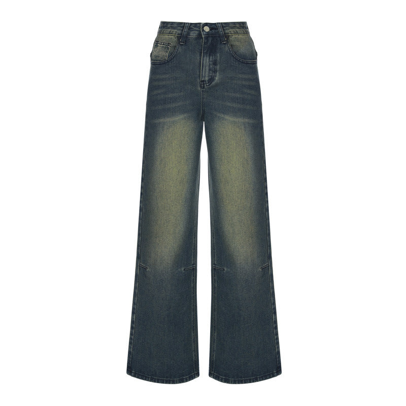 Vintage Gradient Wash Straight Leg Jeans - fairypeony