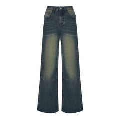 Vintage Gradient Wash Straight Leg Jeans - fairypeony