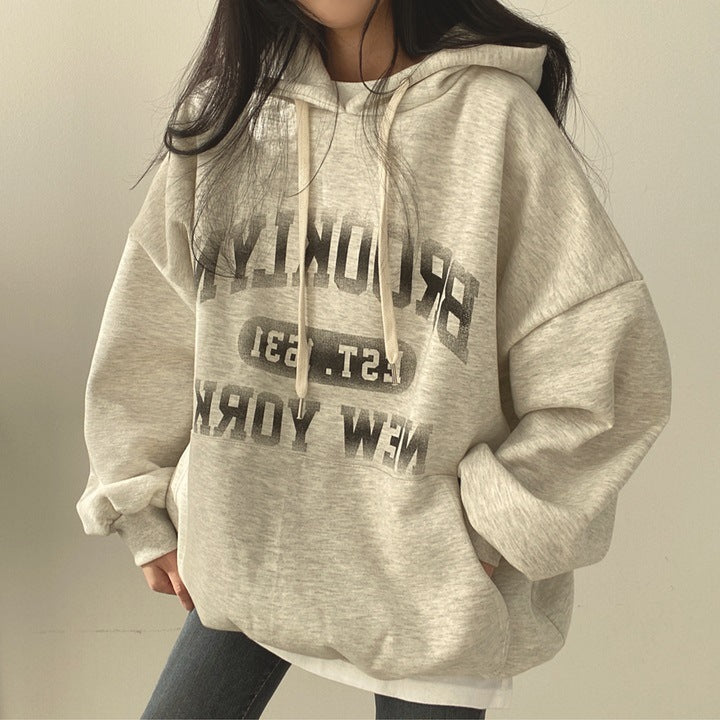 Vintage Washed Letter Print Oversized Hoodie