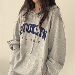 Vintage Letter Printed Oversized Hoodie