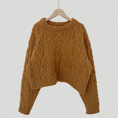 Vintage Cable Knit Cropped Sweater