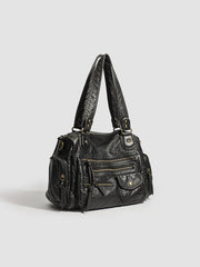 Vintage Bronze Multi-Zipper Motorcycle Bag