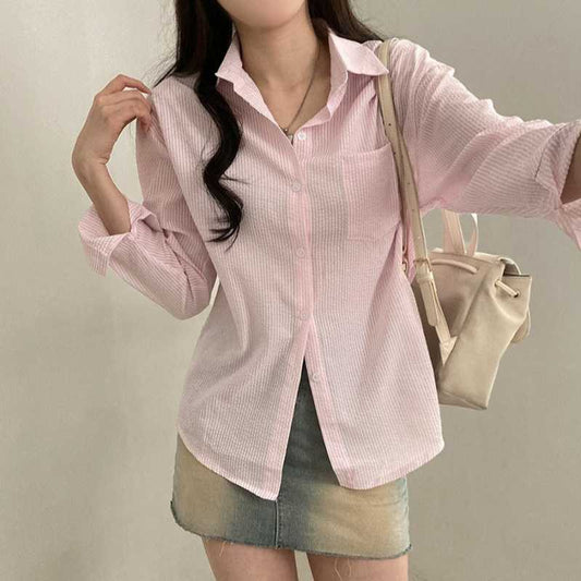 Old Money Striped Long Sleeve Blouse