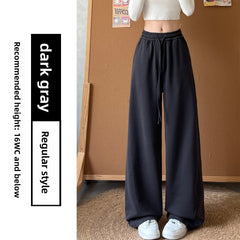 Curved Hem High-Waist Wide-Leg Sweatpants – Soft Cotton Blend Casual Trousers in Regular & Extended Length