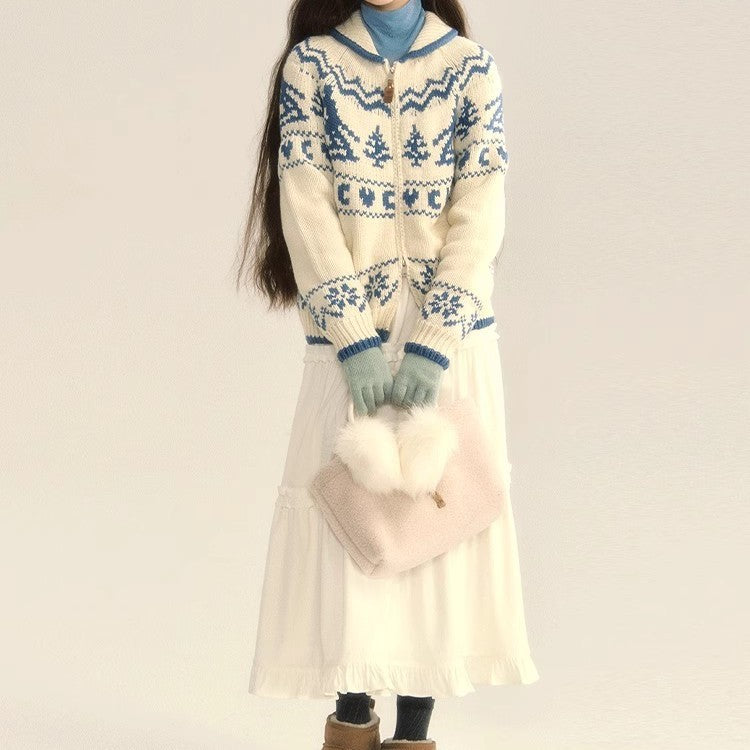 Vintage Fair Isle Zip Up Cardigan