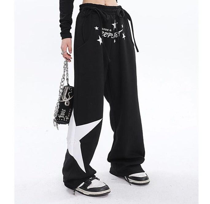 Star Print High Waist Stretchy Sweatpants