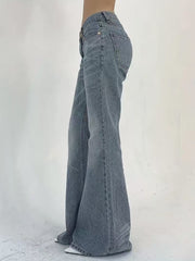 Vintage Blue Flared Denim Jeans for Women