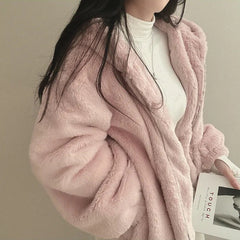 Oversized Fleece Hooded Jacket - fairypeony