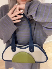 Contrast Color Stripe Oversized Long Sleeve Knit Tee