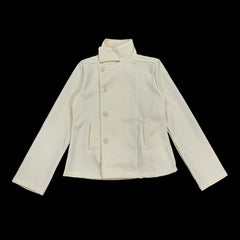 Korean style stand collar sweatshirt jacket in off-white