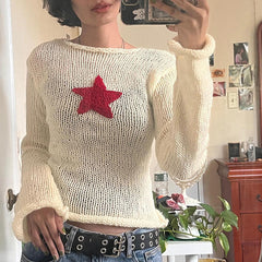 Star Crochet Knit Cropped Knit Top - fairypeony