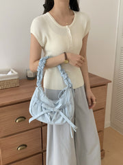 Mini Wrinkle Bowknot Shoulder Bag