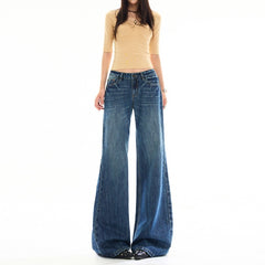 Casual Omni Vintage Cat Claw Cracked Bamboo Pattern Slightly Flared Jeans Relaxed Pants