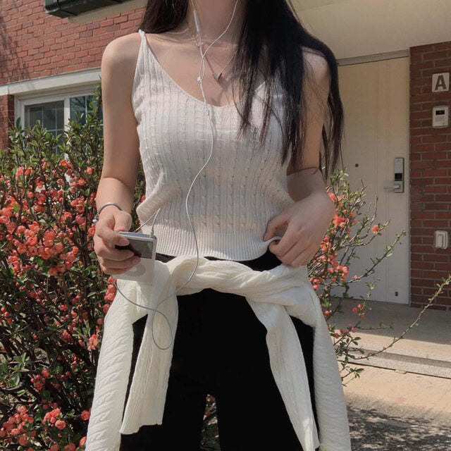 Aesthetic Knitted Cable Knit Cardigan Set - fairypeony