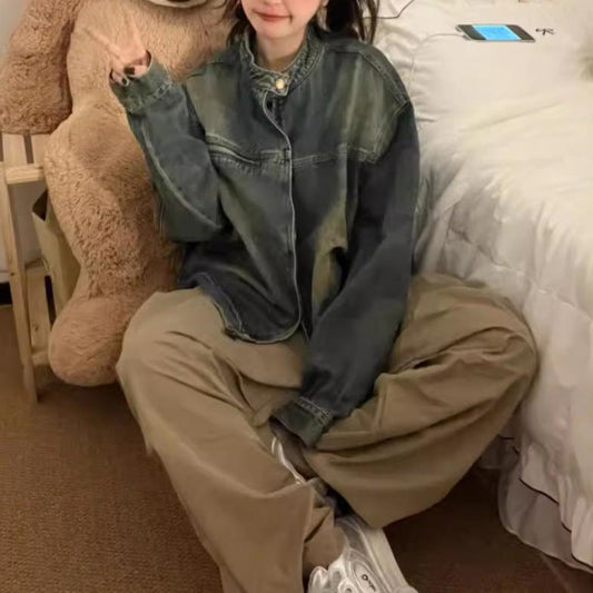 Vintage Distressed Zip Up Jacket