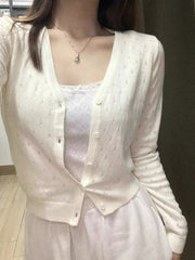 Aesthetic V Neck Knit Cardigan