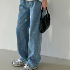 Vintage Embroidered Bow Boyfriend Jeans