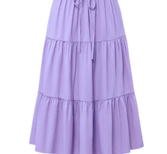 Solid Color Splicing Pleated Pocket Skirt - fairypeony