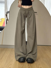 High-Waist Drawstring Wide-Leg Casual Pants – Loose Fit Trousers