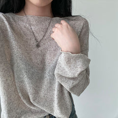 South Korea Chic Idle Style Thin Ice Silk Long Sleeve Knitwear