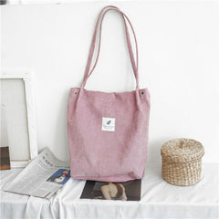 Vintage Embroidery Logo Corduroy Tote Bag