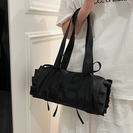 Aesthetic Ruffled Bow Knot Large Capacity Shoulder Bag