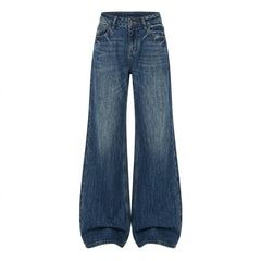 2000s Vintage Cat-Claw Cracked Bamboo Flared Jeans – High-Waist Wide-Leg Denim XS–XL