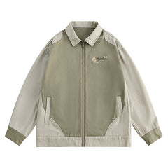 Embroidery Daisy Patchwork Oversized Jacket - fairypeony