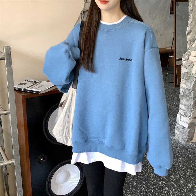 Letter Embroidery Oversized Sweatshirt - fairypeony