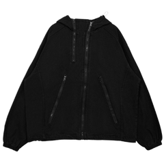 Multi-Zip Loose Hooded Jacket – Oversized Street Style Coat