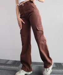 Street Style Straight Leg Cargo Pants - fairypeony