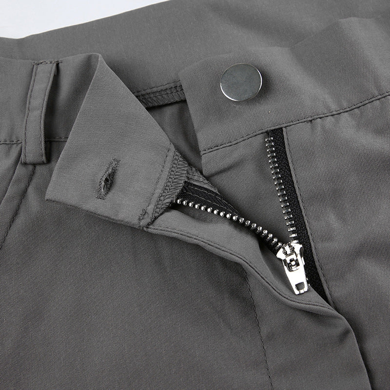 Zipper Pocket High Waist Cargo Pants - fairypeony