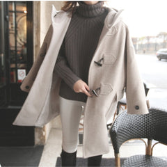 Padded Wool Blend Hooded Long Coat - fairypeony