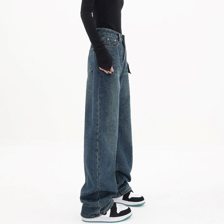 Three Button Baggy Wide Leg Boyfriend Jeans - fairypeony