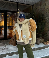 Lambswool Leather Splice Short Jacket - fairypeony