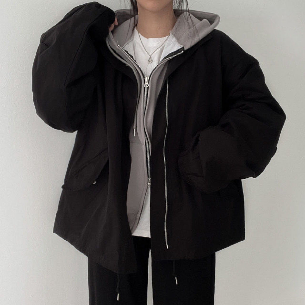 Oversized Zip Up Bomber Jacket - fairypeony