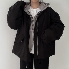 Oversized Zip Up Bomber Jacket - fairypeony