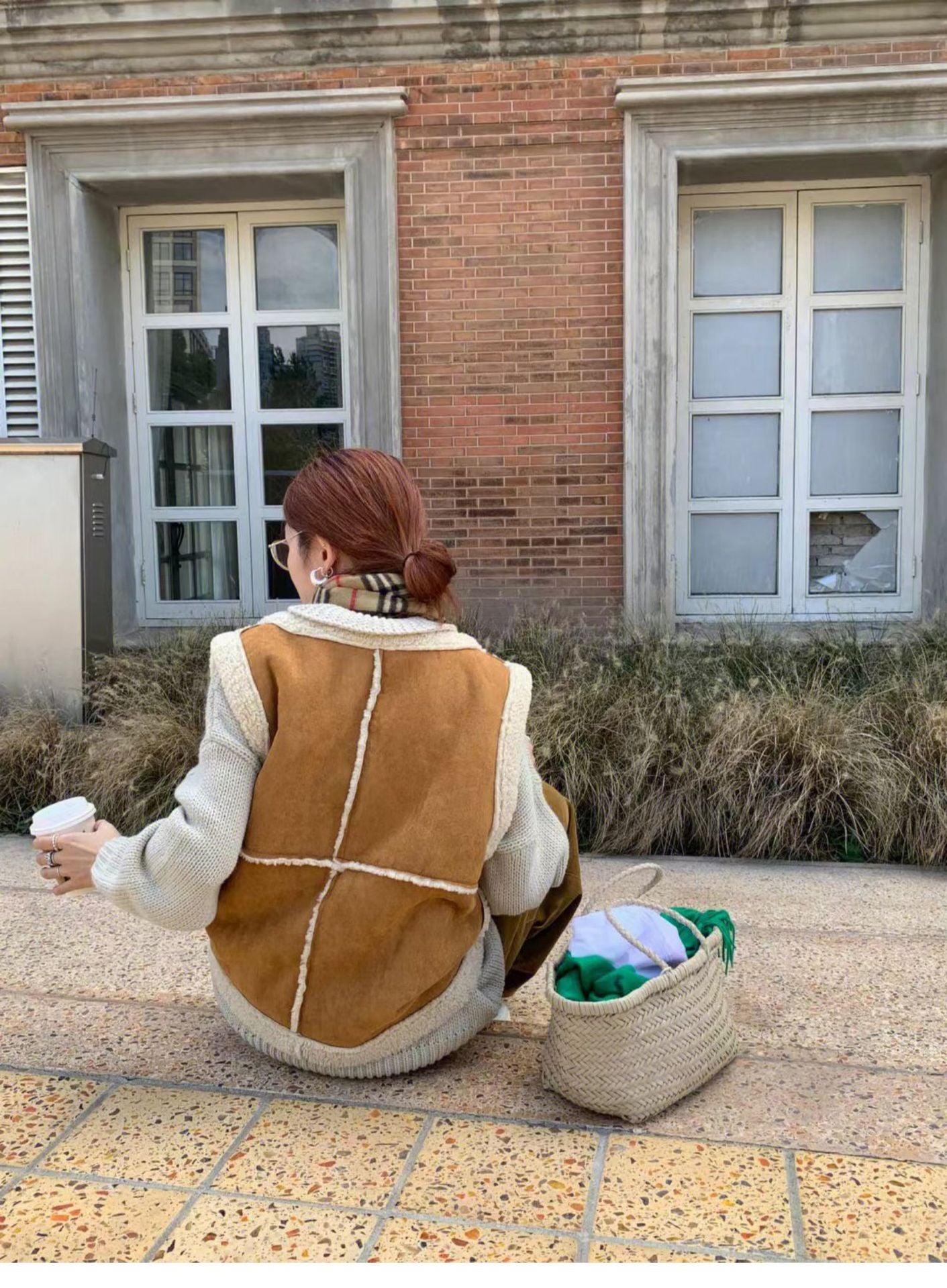 Reversible Lambswool Trim Sleeveless Jacket - fairypeony