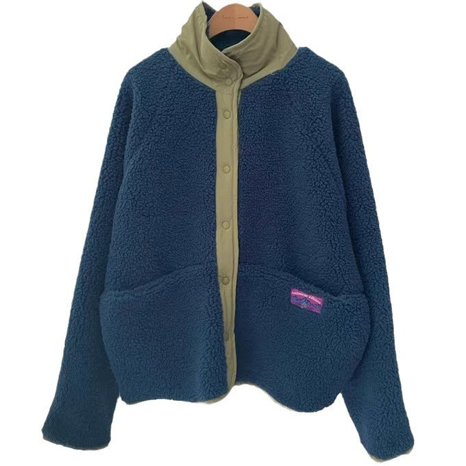 Reversible Contrast Color Lambswool Jacket - fairypeony