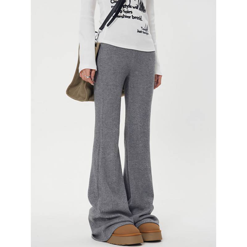 Solid High Rise Flare Leg Pants - fairypeony