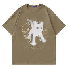 Kitten Print Letter Oversized T-shirt