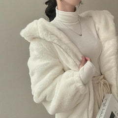 Oversized Fleece Hooded Jacket - fairypeony