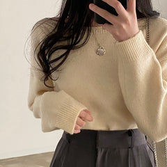 Solid Color Cropped Sweater