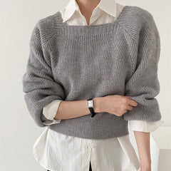 Dark Academia Square Neck Sweater