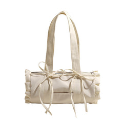 Aesthetic Ruffled Bow Knot Large Capacity Shoulder Bag