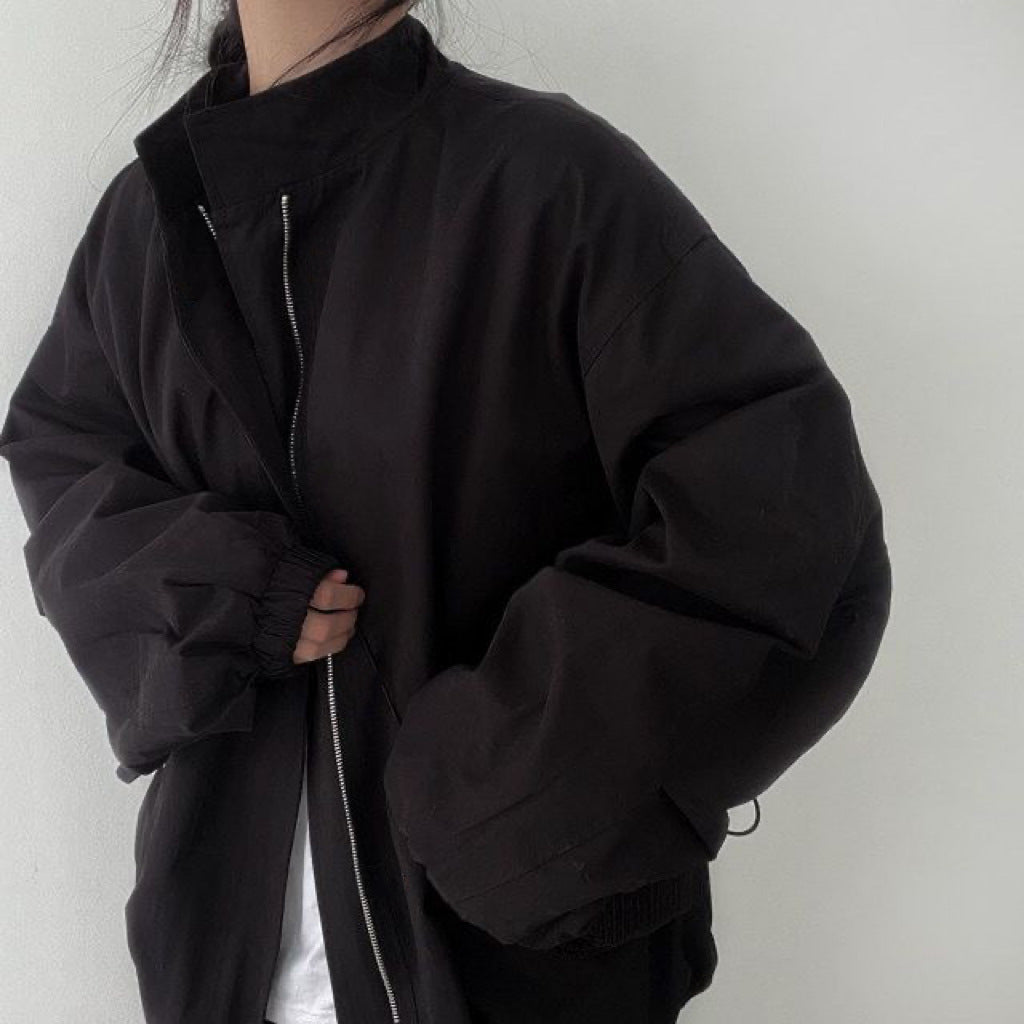 Oversized Zip Up Bomber Jacket - fairypeony