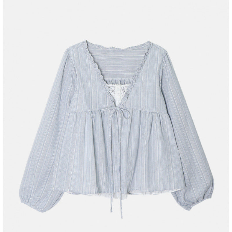 Womens Long Sleeve Striped Blouse - fairypeony