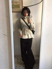 Korean Style Hooded Knit Cardigan and Shirt Set