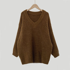 Vintage V-Neck Knitted Oversized Sweater