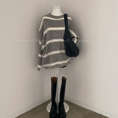 Loose Casual Mid-length Sweater Retro Top